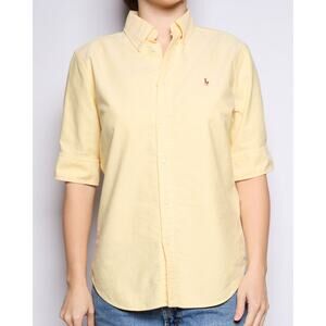 00's Ralph Lauren Yellow Logo Short Sleeve Oxford Button Down